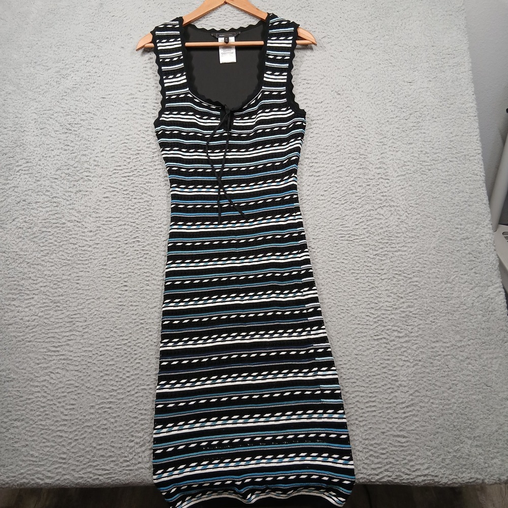 BCBGMAXAZRIA‎ Knit Dress Women's Medium Black White Blue Striped Sleeveless